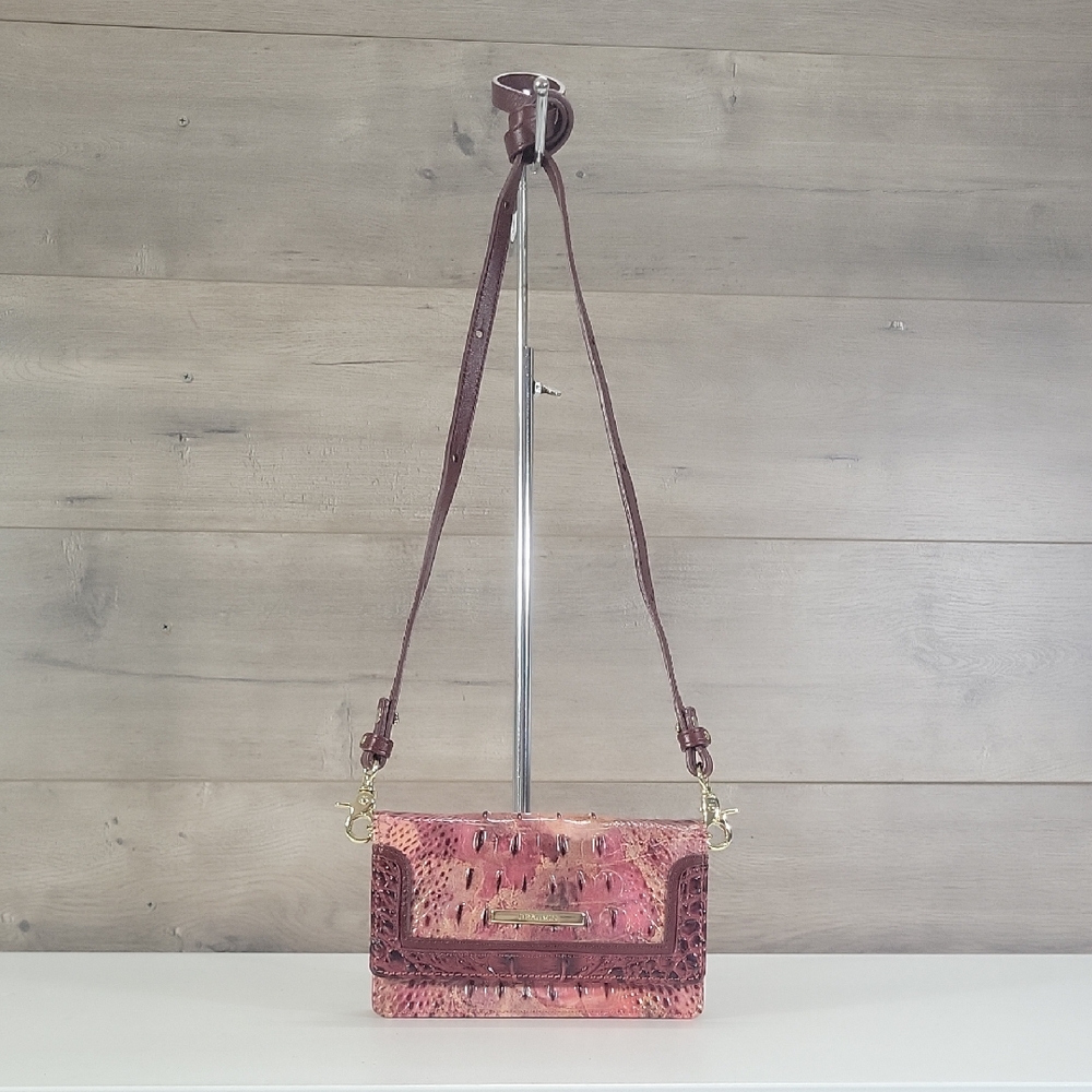 Brahmin Croc Embossed Leather Crossbody Shoulder Bag Purse Handbag
